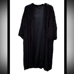 Ashley Stewart Size 22/24 Black Women’s Eyelash Knit Cardigan Duster